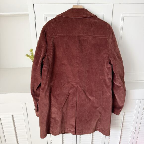 Vintage 70's Sears Men's Brown Corduroy Cotton Wool Country Coat Size 44 - Picture 2 of 8